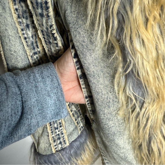 FASHION NOVA New Love Me Not Washed Denim Trench Penny Lane Afghan Coat Large - Picture 7 of 13